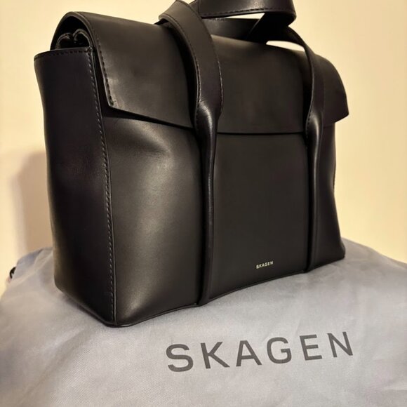 NEW SKAGEN Black Color Leather Handbag and Dust Bag - Picture 7 of 16